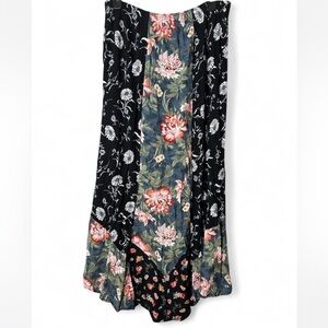 Y2K Women’s Floral patchwork asymmetrical maxi skirt boho indie cottagecore M